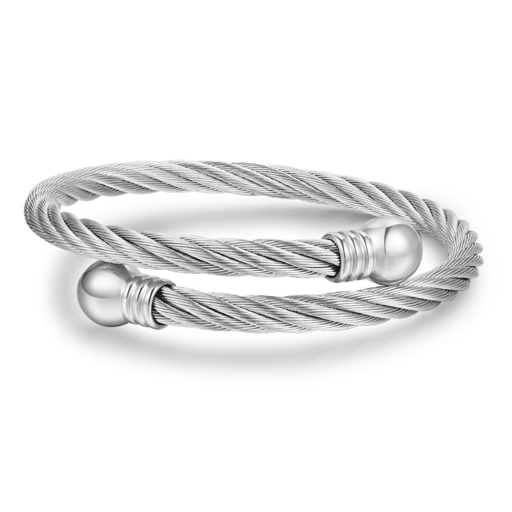 Retro personalized stainless steel wrapped geometric bracelet
